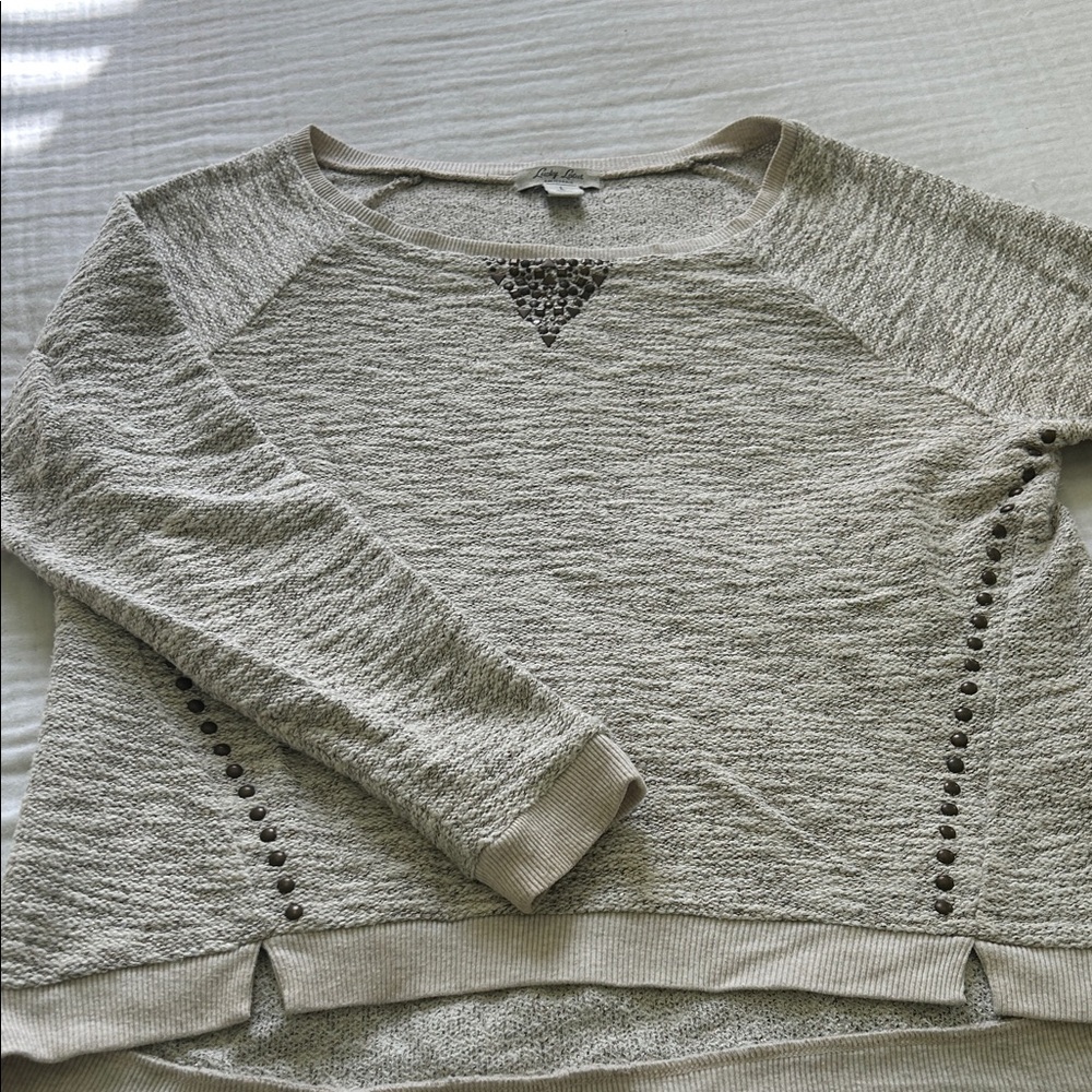 Lucky Brand Light Gray Sweater with Stud Details